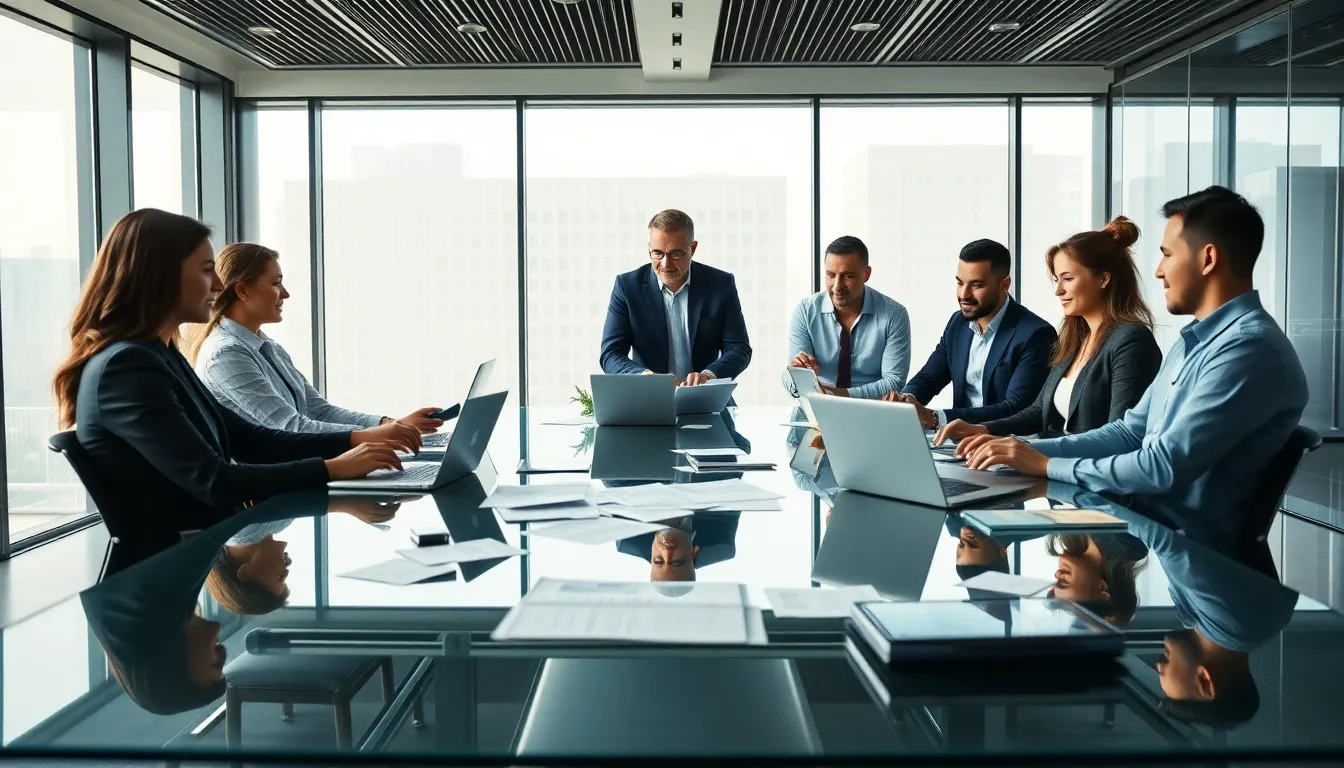 diverse professionals discussing the significance of a numerical identifier in a modern office.